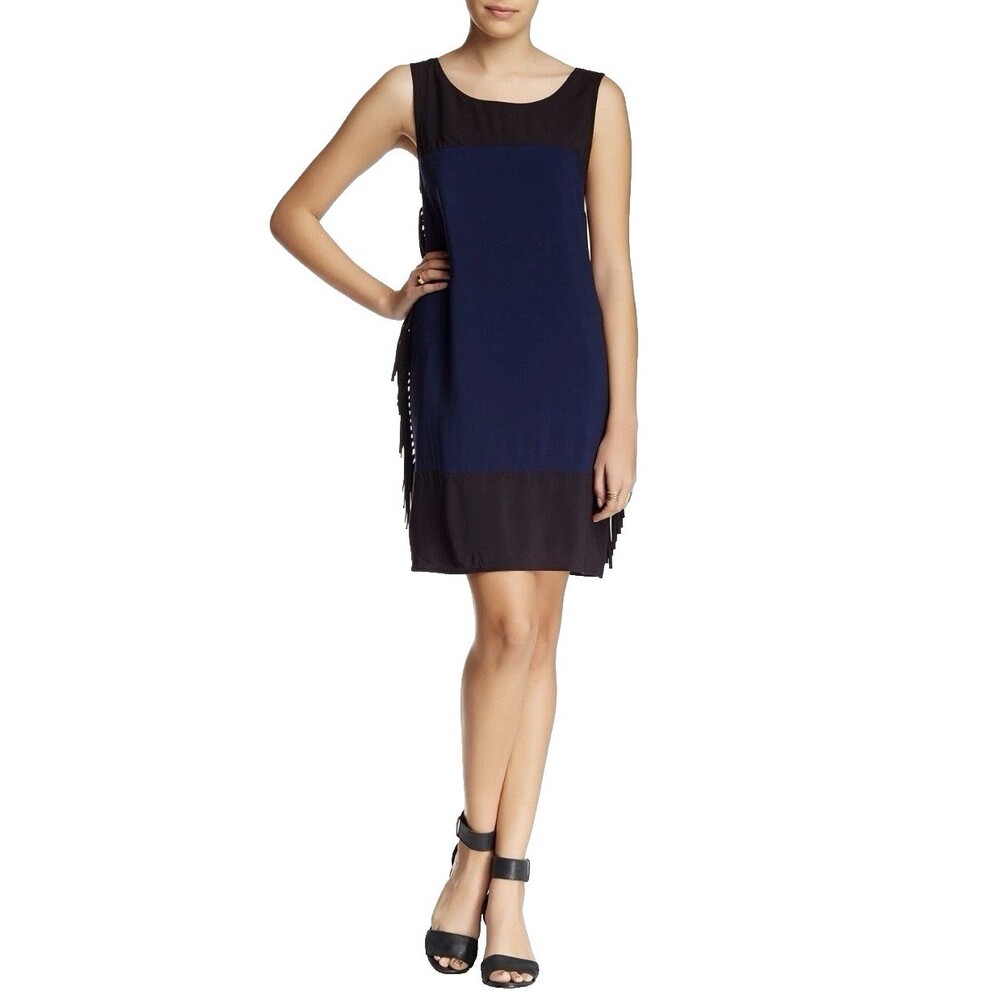 Ella Moss Navy BlackColorblock Sleeveless Shift‎ Mini Dress Size XS